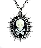 Sun Spikes Skull Cameo Necklace Death Cross Bones Chaos Star