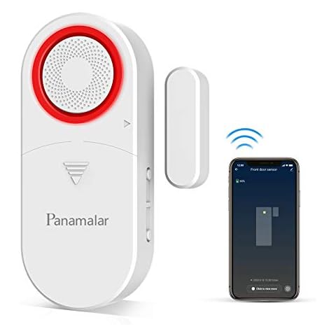 Panamalar Wifi Door Window Sensor,Wireless Door Alarm Chime System Detect Opened or Closed Front Back Door, Send Alert, Compatible with Alexa Google Home, Smart Entry Sensor for Home Office Security Cover