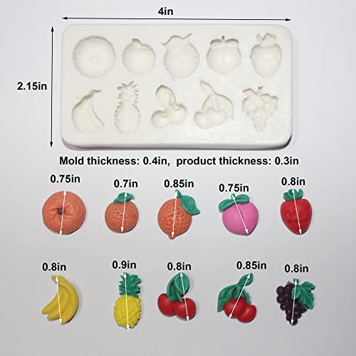 Lvdge 4Pcs/Set Small Lovely Fruits & Vegetables Silicone Fondant Molds For Cake Topper, Gum Paste, Candy & Chocolate #TOP2