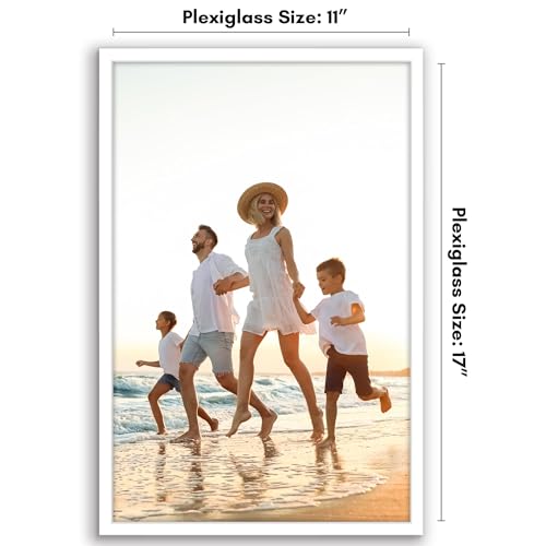 Americanflat 11x17 Picture Frame with Polished Plexiglass - Streamline Collection - Thin Border Picture Frame for Wall Display - Hanging Hardware Included - White