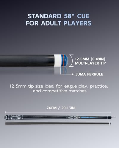 Taco de billar CRICAL de fibra de carbono 58 pulgadas con extensión miniatura 6