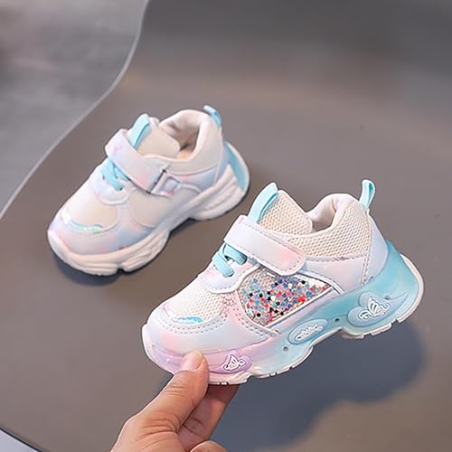 Betadog Girls Glitter Sneakers Lightweight Kids Tennis Shoes Kids Athletic Shoes Youth Girls Slip-On Athletic Sneakers (Blue-8, 12)3