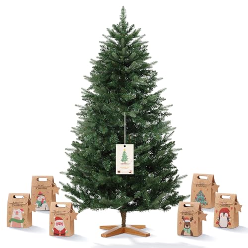 Sapin de Noël Artificiel DEWINNER 180 cm, FSC Certifié, Branches PE PVC Réglables, Support en Bois Stabilisé, Extra Dense et Réaliste, Montage Rapide, Décoration...