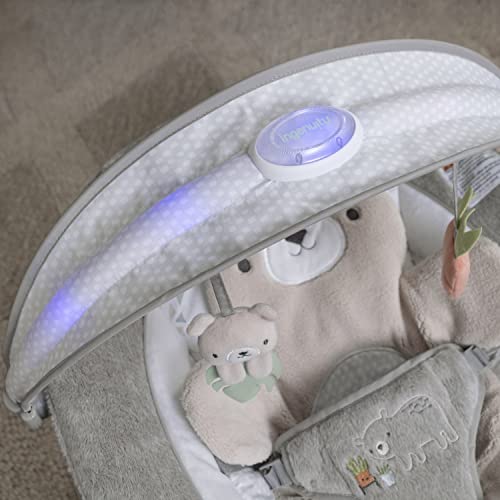 Ingenuity InLighten Baby Bouncer Seat with Light Up-Toy Bar and Bear Tummy Time Pillow Mat - Nate, Newborn and up - image 9