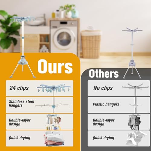1000W Heated Clothes Airer with Cover 10Kg Capacity 2-Tier Stainless Steel Foldable Electric Clothes Dryer Rack 180-Min Timer&Auto Power-Off Energy Efficient Indoor Drying for Household - Image 2