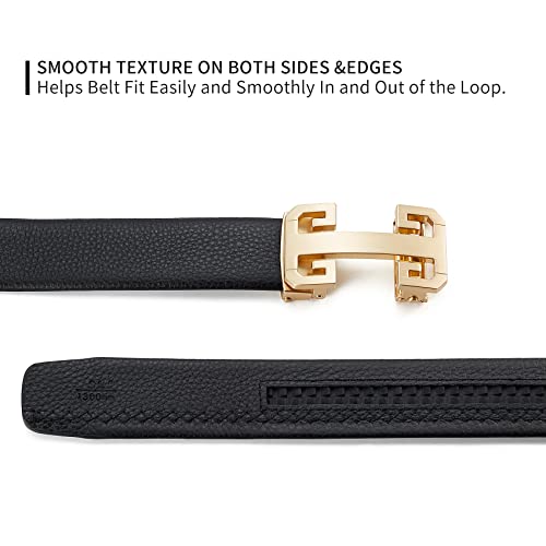 Image of ARIMIA Fashion Mens Real Leather Ratchet Belt Black Adjustable Length Full Grain Soft Genuine Cowhide Strap 1.5 Inch Wide