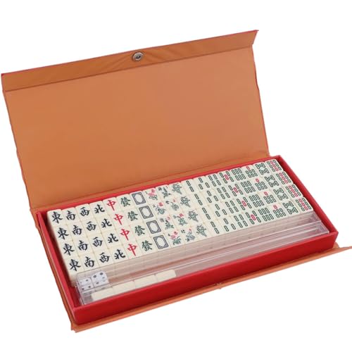 LANYOTA 144 Mini Mahjong Set mit 4Titel Racks, Mahjong Sets mit Tragetasche,Mah Jong Fliesen Spiel,2 Würfel (20x14x10mm)