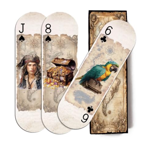strublfe Creative Playing Cards, Long Strip Design for Easier Use and Carrying, Skull Pirate Themed Poker Deck, 54 Distinct Illustrations.