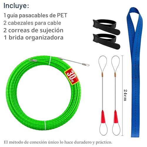 Miniatura 2 de Guia Pasacables 30 M, 4,5 Mm De Diámetro, Guía Pasacables, Guia Pasacables Trenzada, Con 2 Muelles Guía, Muelle De Tracción, Ayuda Para Tirar Cables