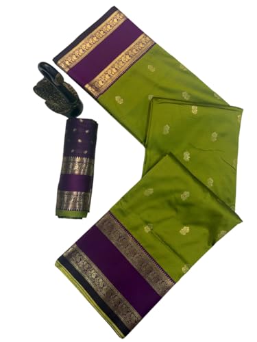 Image of Dharmavaram Pattu Paithani Saree Pure Silk Zari Weaving Floral Border Rich Pallu With Blouse Piece