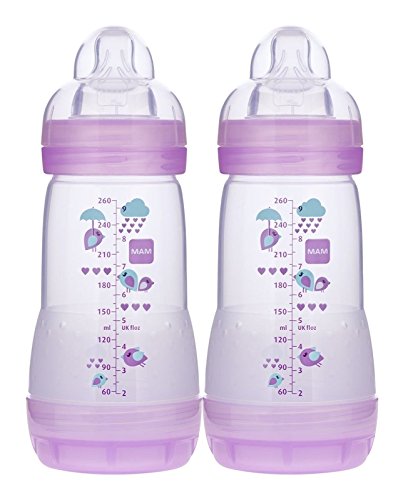 MAM Easy Start Anti-Colic Bottle 9 oz (2-Count), Baby Essentials, Medium Flow Bottles