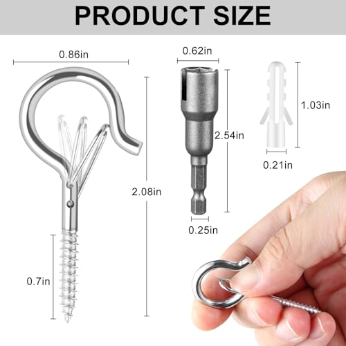Image of FSAH 48 PCS Q-Hanger Hooks with Safety Buckle, Windproof Screw Hooks