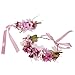 Lurrose Diadema de flores corona diadema pulsera de boda diadema floral banda de flores de tela para mujeres suministros de fiesta de dama (rojo) 2 piezas