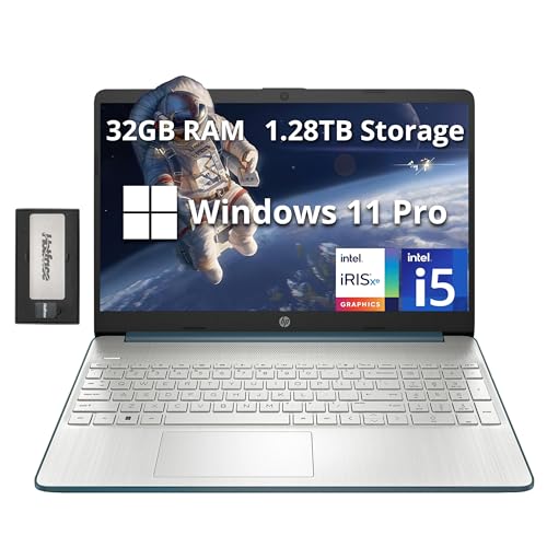 HP 15.6インチアンチグレアFHDビジネスノートパソコン、Intel i5-1235U、32GB RAM、1.28TBストレージ(1TB SSD+288GBドッキングステーションセット)、Iris Xe Graphics、ナンバーパッド、720pウェブ