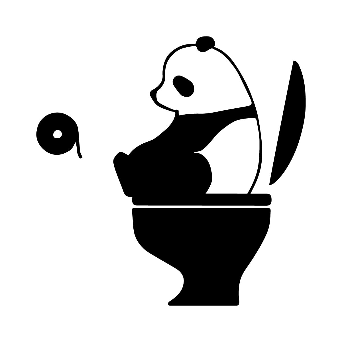 Autocollant panda guidage de toilette brillant noir 200 mm