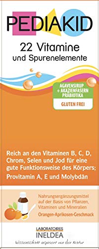 PEDIAKID® - 22 Vitamine und Spurenelemente - 125 ml - Für optimale Versorgung mit Mikronährstoffen - Glutenfrei - Vegan - Ab Aufnahme der Beikost - Leckerer Geschmack - ISO 22000:2005 zertifiziert