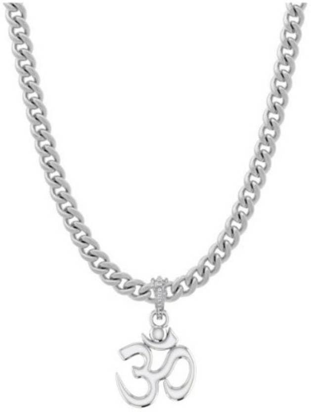 Pendentif spirituel OM en argent sterling 925 avec sa chaîne gourmette de 55,9 cm