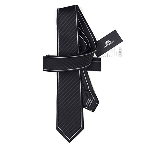 Manoble Men's Striped Necktie Black 2.75 Inches Slim Tie + Gift Box #TOP1