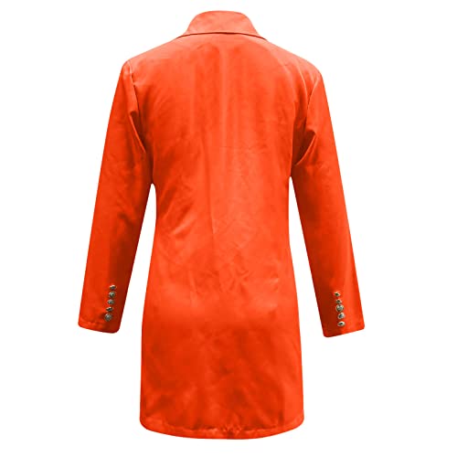 Jackets Dress For Women Lightweight Fashion Casual Blazers Suit Solid Color Bodycon Jacket Formal V Neck Long Blazers Orange #TOP4