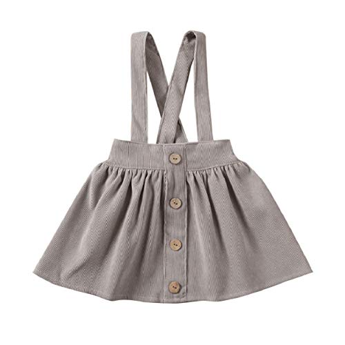 Vohawsa Toddler Baby Girl Velvet Backless Ruffle Strap Overalls Skirt Solid Suspender Tutu Dress Fall Spring Summer Clothes (5-6T, Grey #7)