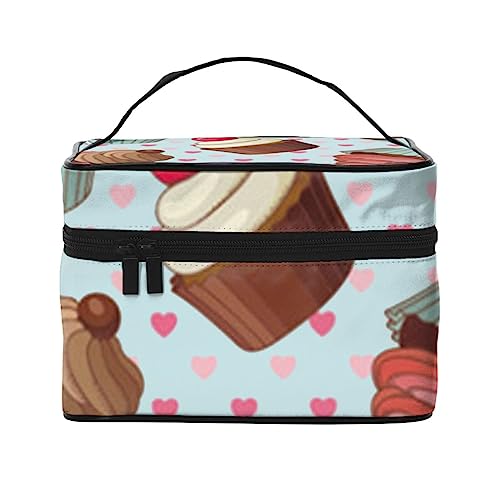 Trousse de maquillage de voyage bichon frisé et grand organiseur cosmétiques motif cupcake