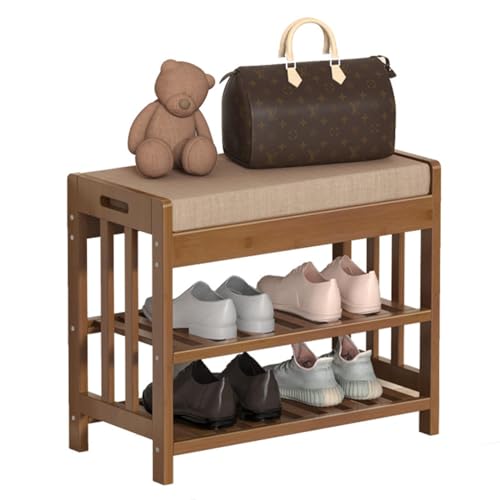 Armoire à chaussures d'entrée en bois massif avec meuble de rangement assis