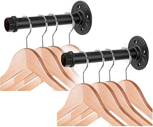 Sumnacon 2 Pcs 7.7 Inch Industrial Pipe Clothes Bar - Heavy Duty Rustic Metal Coat Hanger with Screws, Wall-Mounted Garment Holder Rack for Bedroom/Bathroom/Cabinet/Boutique/Clothing Store, Black