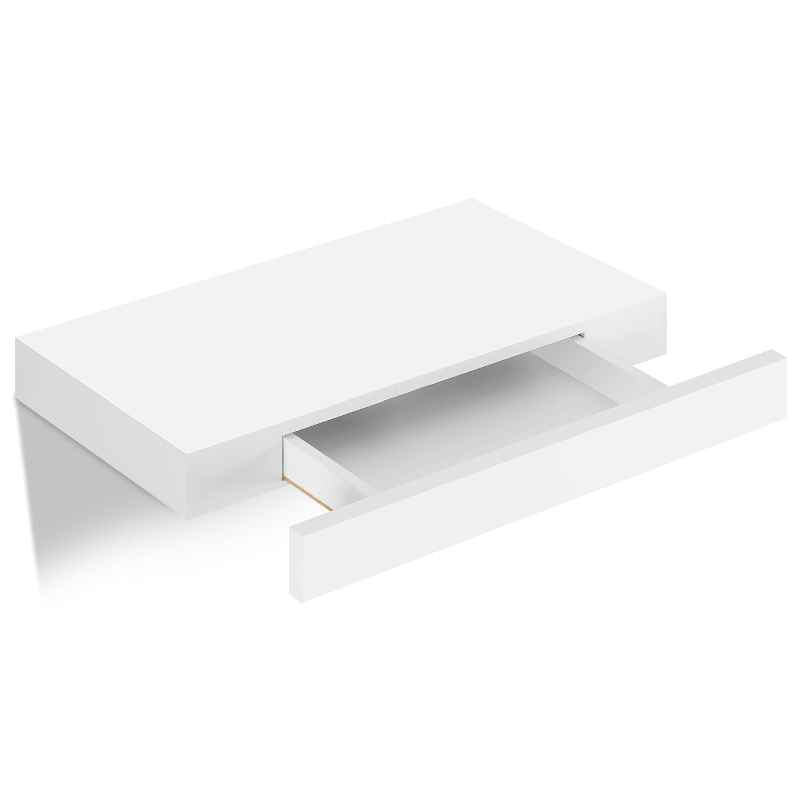WOLTU Wandregal mit Schublade, Schweberegal Weiß, Regalbrett aus MDF, Wandboard für Wohnzimmer Schlafzimmer Flur, 40 x 5 x 25 cm, RG9344ws