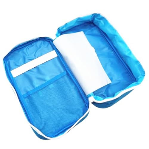 Image of Red First Aid Bag Empty Travel Rescue Pouch First Responder Storage Medicine Emergency Bag for Car Home Office Kitchen Sport Outdoors (Blue with Handle)