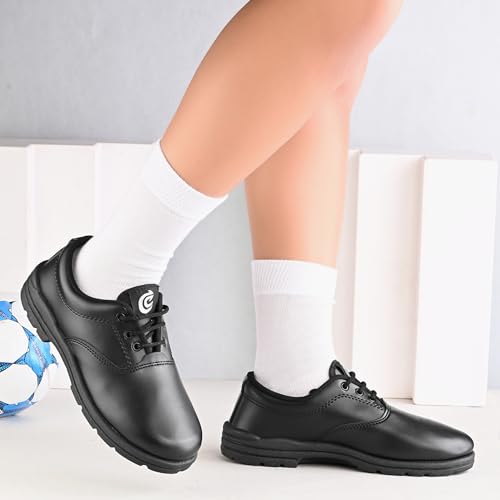 Image of Centrino Unisex-Child School Shoes | Soft Cushioned Memory Foam Heel Pad Support | Anti Bacterial Insole | Kid's | Boy's | Girl's | Children |Uniform Shoes | Lightweight | Lace Up |Easy Wear & Care| Formal Shoes | Non-Marking Sole | Padded Textured Heel Grip Lining | Breathable | All Day Comfort (8122)