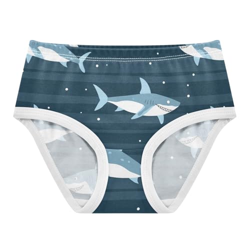 Wusikd Cartoon Shark Stripe Girls' Underwear Cotton Cute Girls Briefs Soft Toddler Underwear 2T