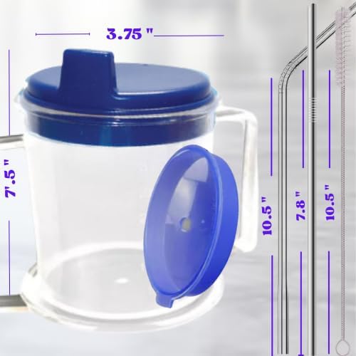 Adult sippy cups for elderly spill proof with straw Adult sippy cup for elderly spill proof | Spill proof cup | Set of 5 pcs with stainless steel straws and dishwasher - Image 7