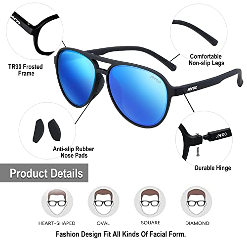 Image of Jefoo Polarized Aviator Sunglasses for Women Men Retro Trendy Sports Sunglasses for Outdoor UV400 Protection