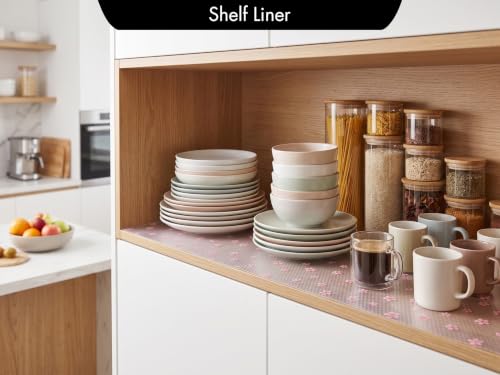 Image of Porslin Shelf Liner for Kitchen Cabinets & Drawers, 45cm x 5m Non-Adhesive Waterproof EVA Mat, Non-Slip Washable & Food-Safe Liner with Modern Pattern for Cupboard, Refrigerator, Dresser Wardrobe SL09