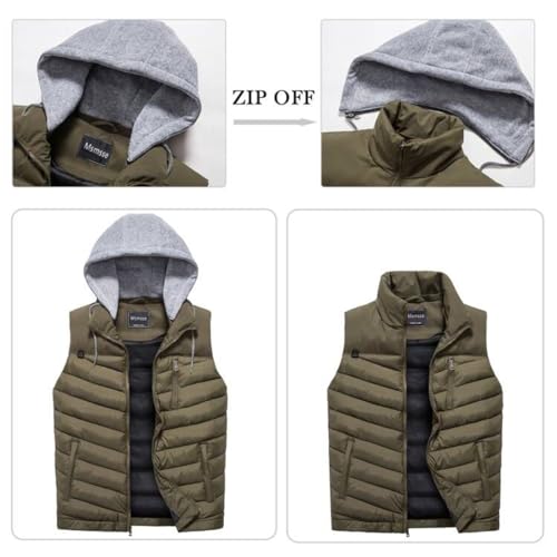 Msmsse Men's Outerwear Vests Winter Outdoor Removable Hooded Padded Puffer Vest for Men2