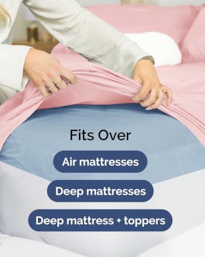 Image of CGK Linens 2 Pack Extra Deep Twin XL Fitted Sheets - Baby Pink