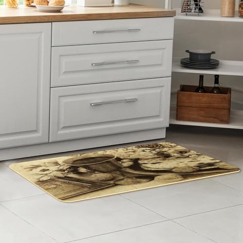 Alfombrillas de cocina vintage lavables de VAPOKF con estampado de copas de vino 7