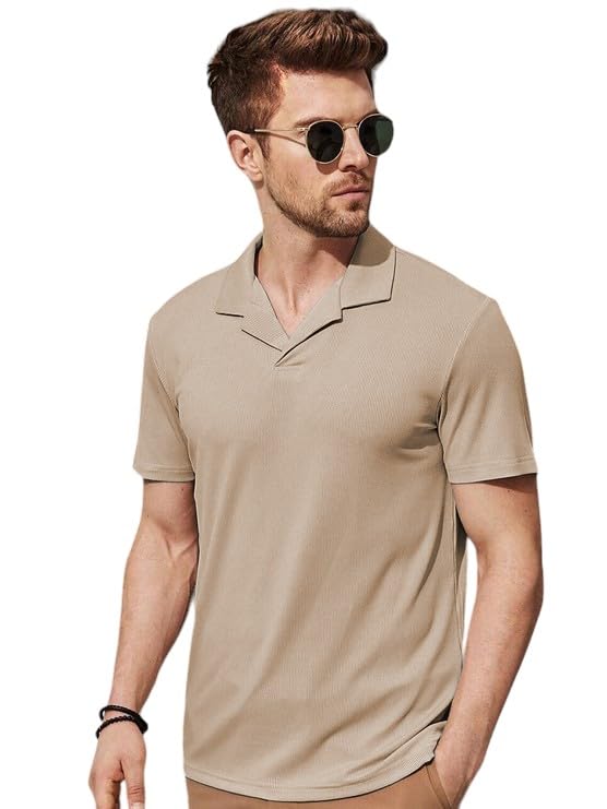 Image of Men's Ribbed Polo Tshirt (42, Light Brown)