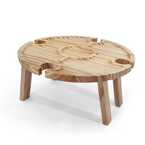 Ziiphon Mesa de piquenique dobrável de madeira para exteriores, prateleira portátil 2 em 1 para copos de vinho, mesa dobrável, prateleira para copos de vinho, mesa, bandeja de piquenique
