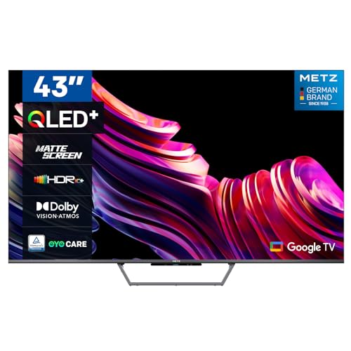 Televisión Inteligente METZ QLED+ MQE7600Z 4K UHD de 43 Pulgadas con Google TV y Pantalla Mate antirreflejos Dolby Vision Dolby Atmos HDR Wi-Fi (2024)