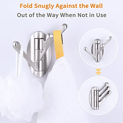 Angle Simple Folding Towel Hook Brushed Nickel, Metal 3 Arms Swivel Hook, Flexible Robe Coat Hook, Space Saving Wall Hook For Bathroom Rv #TOP6