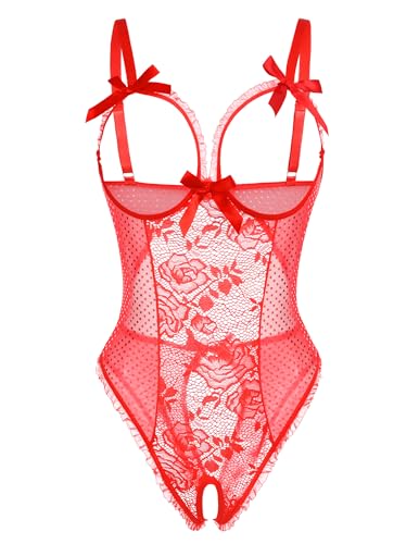 Image of Avidlove Women One Piece Lingerie Sexy Lace Babydoll Mini Bodysuit