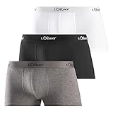 s.Oliver Herren 3X Hipster Boxershorts, grau+schwarz+weiß, L
