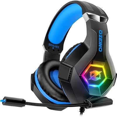 Ozeino Cascos Gaming, Auriculares Gaming con Micrófono Rotatorio, Luz RGB, Premium Stereo, Orejeras Ligero Cómodo, para Ps4 Ps5 Xbox PC Switch Tableta Laptop | Ya disponible en tu tienda friki favorita! En mundofriki.es! Ozeino Cascos Gaming, Auriculares Gaming con Micrófono Rotatorio, Luz RGB, Premium Stereo, Orejeras Ligero Cómodo, para Ps4 Ps5 Xbox PC Switch Tableta Laptop | Ya disponible en tu tienda friki favorita! En mundofriki.es!