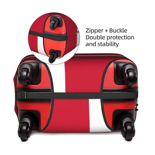 Danish Flag Print Travel Elastic Suitcase Luggage Baggage Cover Protector, Washable And Anti-Scratch4