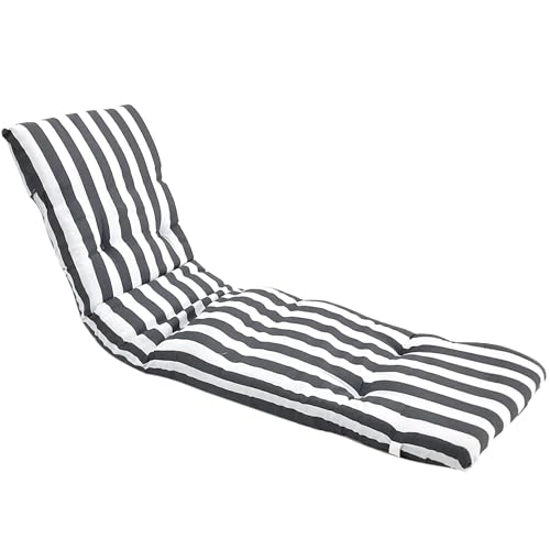various Cojín para Tumbona Exterior 180x55x8 cm, Colchoneta Acolchada Desenfundable con Cremallera, Fijación Elástica Antideslizante para Jardín, Terraza, Piscina y Playa,(Gris)