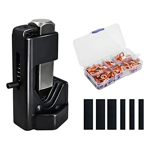 KOTTO Hammer Lug Crimper Tool Combo Battery terminal Wire and Cable with 60 PCS Terminal Connector and 80PCS insulation tape heat shrink tube Cover