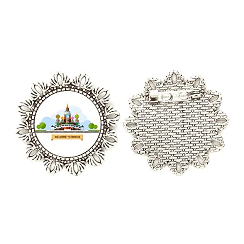 Broche de plata con catedral de Rusia como regalo cultural mediano