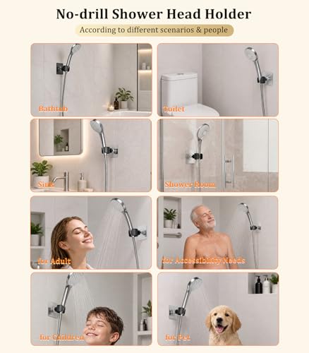 Support de pommeau de douche mural réglable et pivotant à 360° - 8