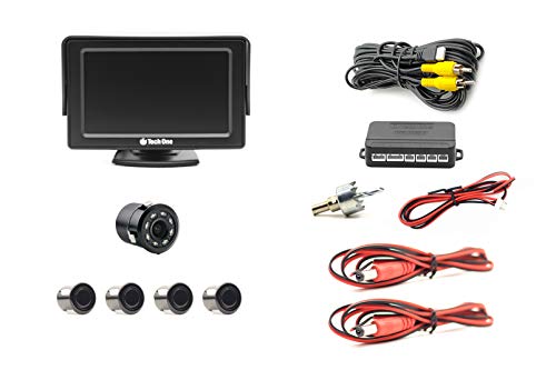 SENSOR DE ESTACIONAMENTO PRETO COM MONITOR 4.3 POLEGADAS E CAMERA LED VISAO NOTURNA TECH ONE